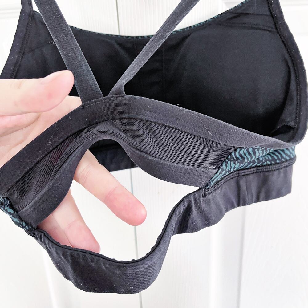 Lululemon Rise and Run Bra Mini Trax Deep Green Black Racerback Sports Bra - Picture 5 of 6